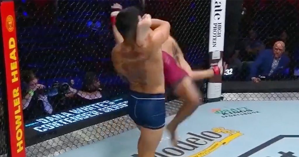 DWCS - Un combattant fait un salto arrière pour contrer un takedown, c'est impressionnant 