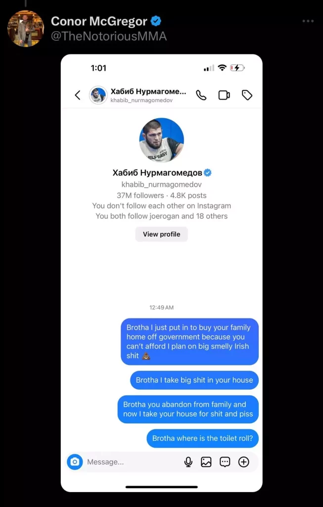 conor mcgregor message Khabib