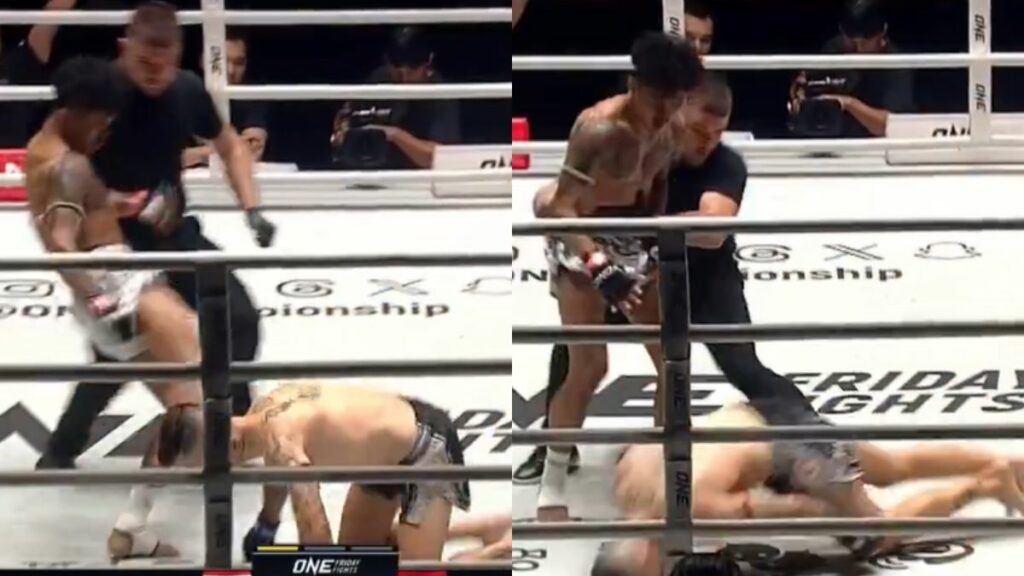 Lors d’un événement du ONE Championship, un combattant de Muay Thai a été disqualifié pour avoir asséné un coup de pied illégal à son adversaire au sol.