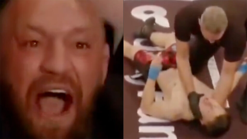 Conor McGregor assiste à un énorme KO en boxe à mains nues, sa réaction est absurde 