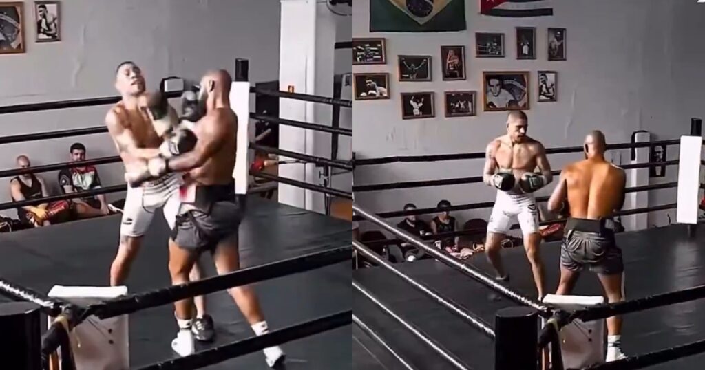 Alex Pereira en sparring de boxe contre un poids lourd